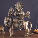 Pure Brass Large Goddess Durga Statue (Sherawali Mata) 18.5" | Riding Lion | Meticulous Detailing | Intricate Craftsmanship | Power, Protection & Divine Grace